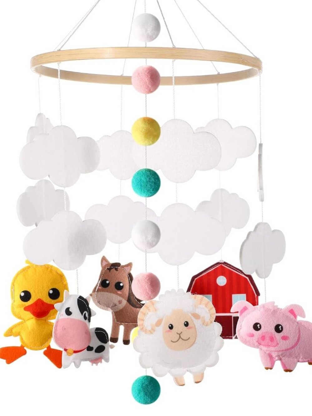 Baby Crib Mobile for Boys and Girls,Pig,Cow,Chicken,Horse,Cloud